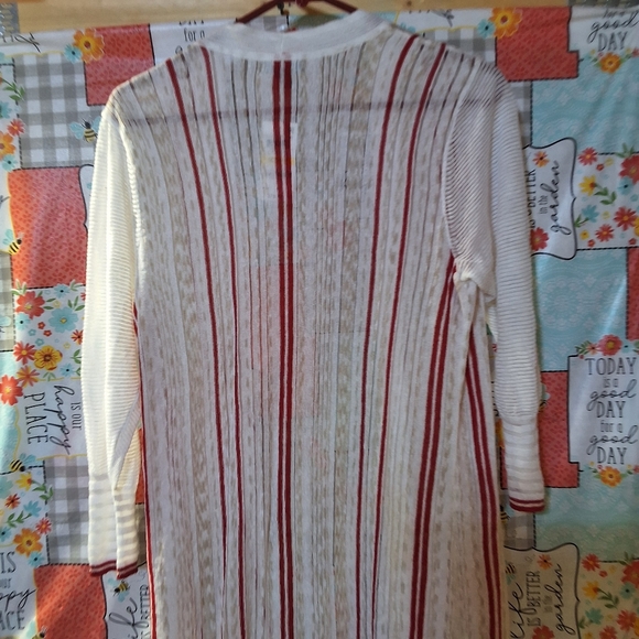 NWT ALFANI IVORY STRIPE LONG SLEEVE OPEN CARDIGAN TOP - Picture 5 of 11